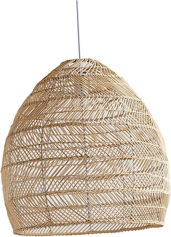 Photo 1 of Japanese Bamboo Pendant Light Shade for Dining Room Lighting Fixtures Hanging Lampshade, Woven Rattan Lampshade for Bar Cafe Living Room , Brown