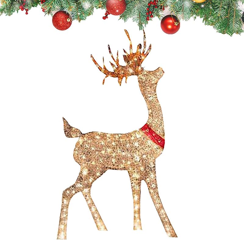 Photo 1 of shangjia Lighted Christmas Reindeer Decorations, Outdoor Yard Christmas Decorations with LED Lights, Artificial Standing Deer Christmas Décor, Indoor/Outdoor Festive Holiday Decoration