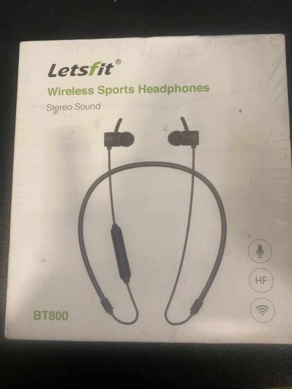 Photo 2 of Letsfit Wireless Sports Stereo Sound Headphones with Mic - Black (BT800)