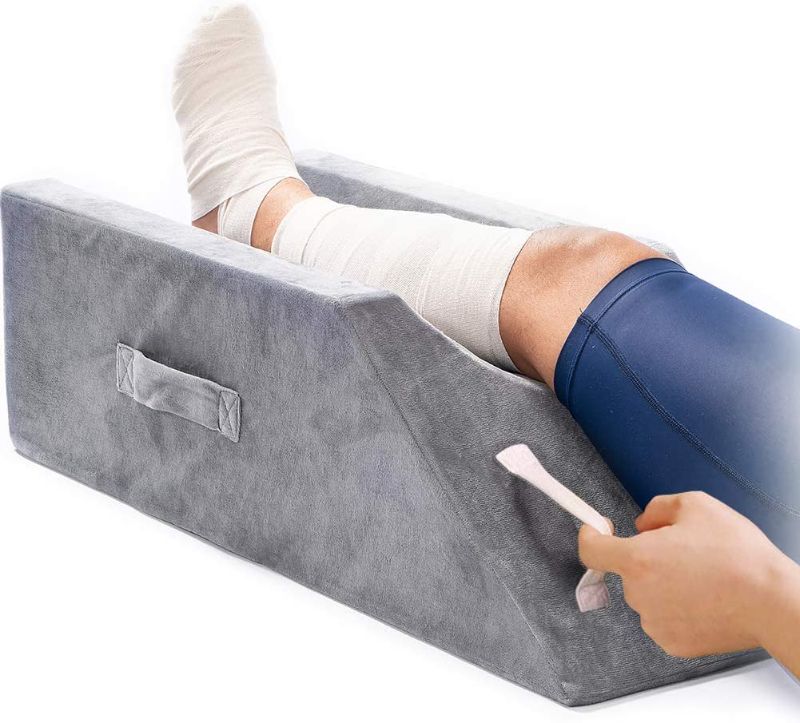 Photo 2 of LightEase Memory Foam Leg Support and Elevation Pillow w/Dual Handles for Surgery, Injury, or Rest