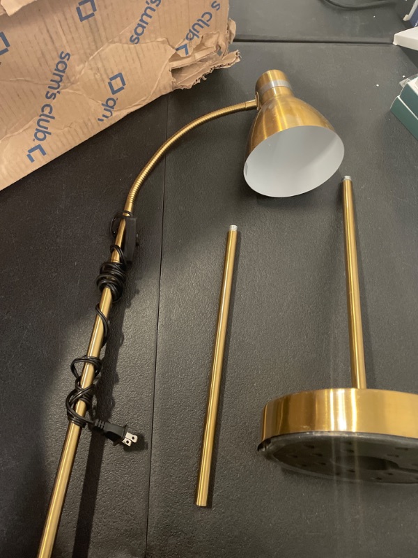 Photo 1 of LEPOWER Metal Gold Floor Lamp, Adjustable Goose Neck Standing Lamp with Heavy Metal Based, Torchiere Light for Living Room, Bedroom, Study Room and Office