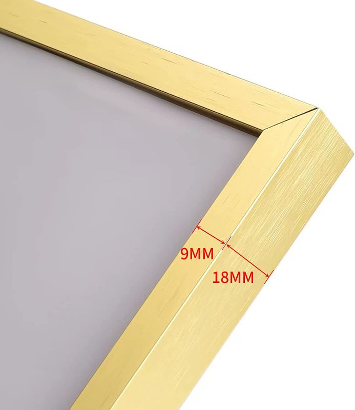 Photo 2 of  16x24 Frame Poster Frames Display Pictures 13x19 With Mat or 16x24 Picture without Mat , Gold Aluminum Frames Wall Gallery Photo Frames With PlexiGlass