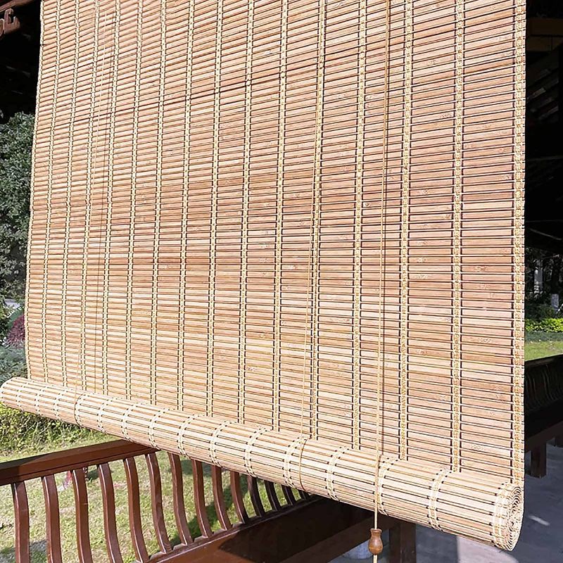 Photo 1 of panese-Style Bamboo Roller Shades with Hooks, Light Filtering Vintage Blinds for Outdoor Porch Patio Balcony 120×140cm (47.2×55in))