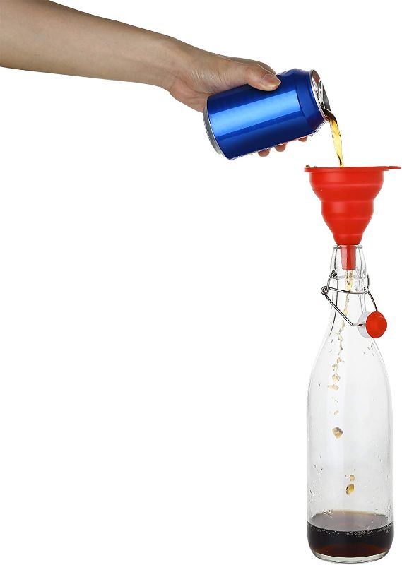 Photo 2 of Flip Top Glass Bottle [1 Liter / 33 fl. oz.] [Pack of 6] – Swing Top Brewing Bottle with Stopper for Beverages, Oil, Vinegar, Kombucha, Beer, Water, Soda, Kefir – Airtight Lid & Leak Proof Cap – Clear