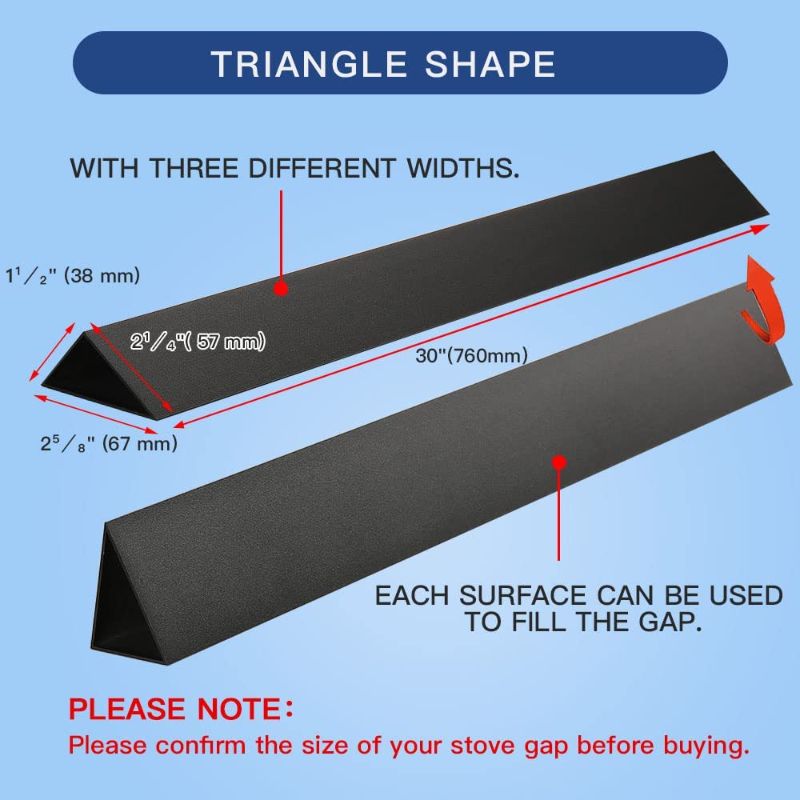 Photo 1 of Slide-in Range Rear Filler Kit Black, Universal Triangular Fill Strip, Top Trim Kit Between Stove and Wall for Whirlpool & Most Brand, Aluminum Gap Cover, 30" Long