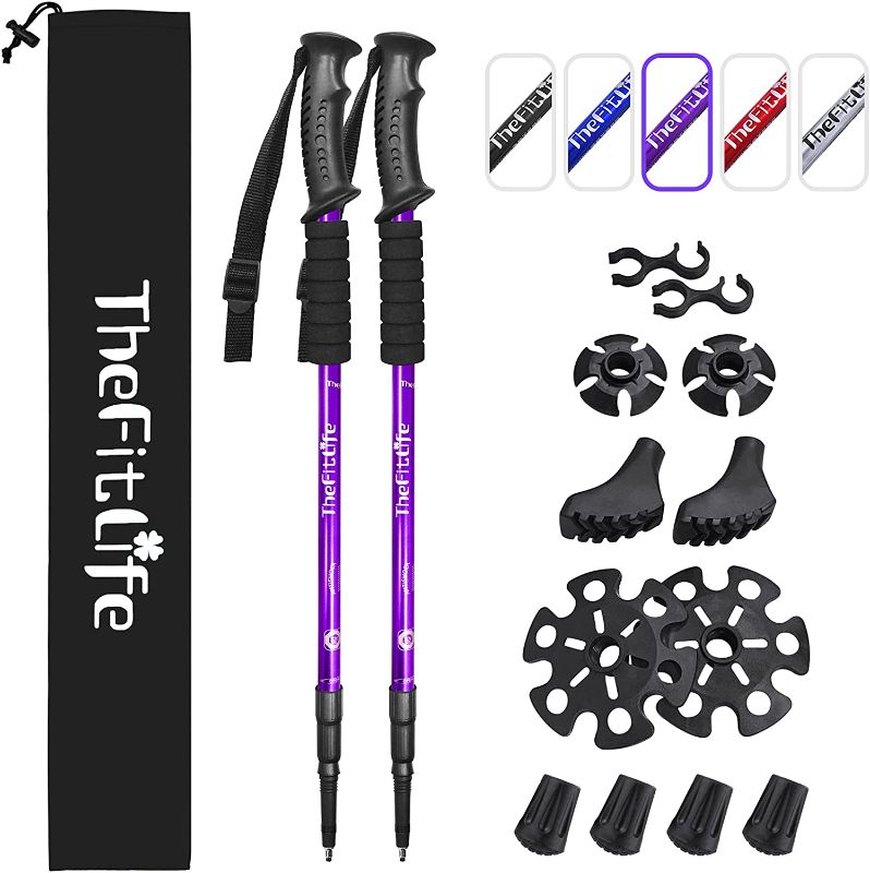 Photo 1 of TheFitLife Nordic Walking Trekking Poles - 2 Sticks with Anti-Shock and Quick Lock System, Telescopic, Collapsible, Ultralight for Hiking, Camping, Mountaining, Backpacking, Walking, Trekking