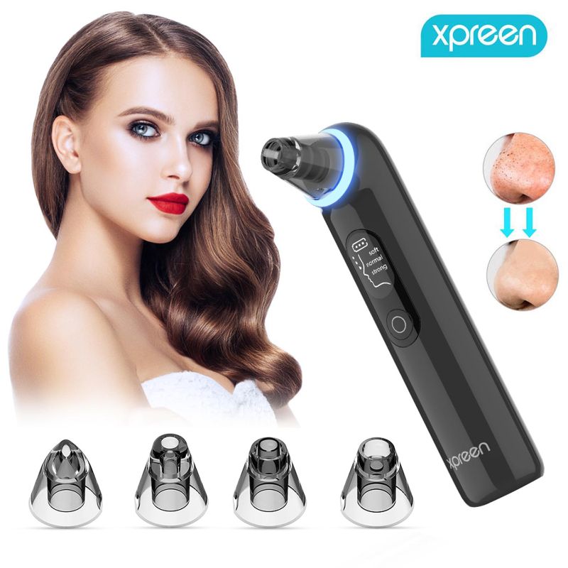 Photo 2 of Xpreen Blackhead Remover Vacuum, Xpreen Pore Vacuum with Blue Light, Pore Cleaner Vacuum USB Rechargeable, Pore Vacuum Blackhead Remover with LED Screen for Women Men Face Nose (BLACK)