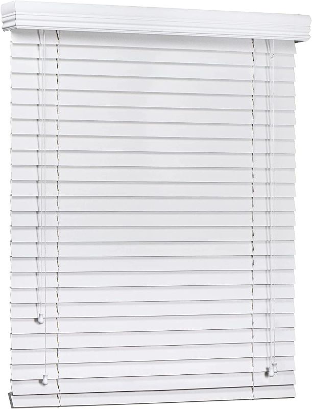 Photo 1 of 2-inch Wood Horizontal Blinds, Room Darkening Blinds for Windows - Actual Blinds Size: 34 5/8'' W x 60'' H, Basswood - White