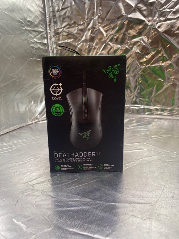 Photo 3 of Razer DeathAdder V2 Gaming Mouse: 20K DPI Optical Sensor - Fastest Gaming Mouse Switch - Chroma RGB Lighting - 8 Programmable Buttons - Rubberized Side Grips - Classic Black