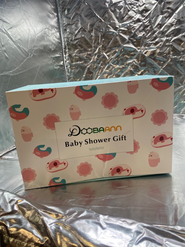 Photo 4 of DOOBAANN Baby Bath Set,Silicone Bath Brush,Baby Shower Cap,Bath Rinse Cup,Baby Bath Sponge(Blue)