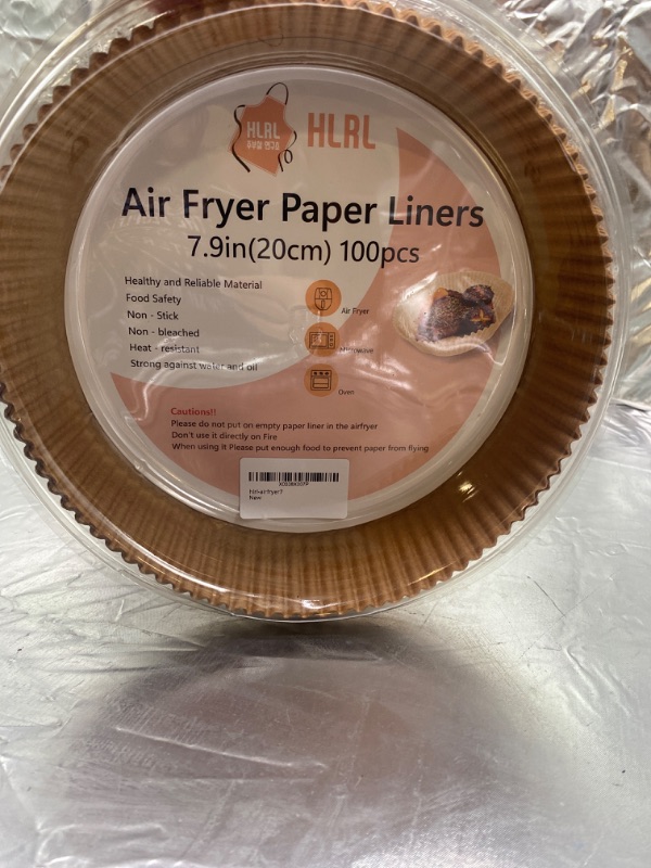 Photo 3 of HLRL Premium 7.9in 100pcs Air Fryer Paper Liners. Non-stick Heat resistant Water and oil Proof Non-Bleached Food Grade Paper for Microwave, Oven, Air Fryer