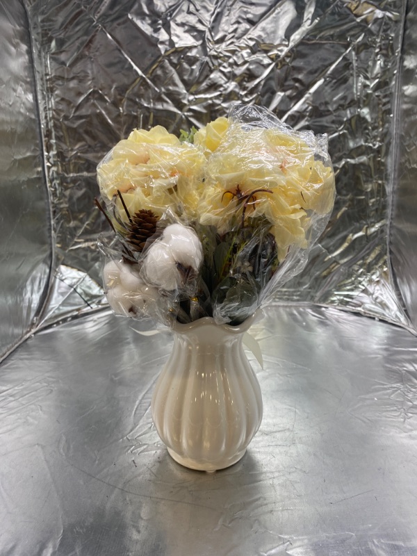 Photo 1 of Fake Roses for Decoration, Artificial Flowers Home Indoor Decor Rose Silk Flower Plastic Plants Garden Outdoor Decorations Bedroom Room Arrangement Wedding Bridal Bouquet Planter Filler, 