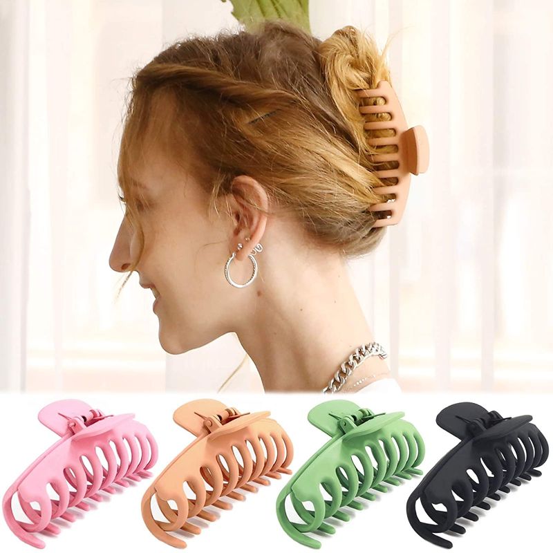 Photo 1 of Butterfly Co. Big Hair Claw Clips 4 Inch Large Claw Clip for Women, 90's Strong Hold Hair Clips, 4 Colors Available Ideal Gifts for Women (4 Packs)