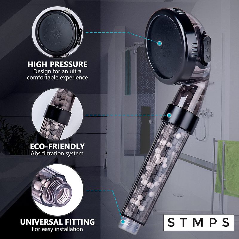 Photo 2 of STMPS Shower Head - Handheld High Pressure Water Saving Showerhead with Ionic Spray Filter Beads and 3 Comfort Mode Spa Settings, Perfect for Dry Skin, Hair and Body - Hand Held Showerhead