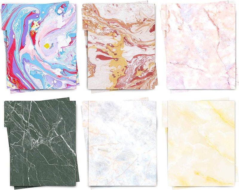 Photo 1 of Anzon Mories 12 Packs Two-Pocket Folders with Marble and Acrylic Paint Design, 1/3-Cut Tab Decorative File Folders, Colored File Organizer Perfect for US Letter Size and A4 Size Paper, 9.5"x12" Each