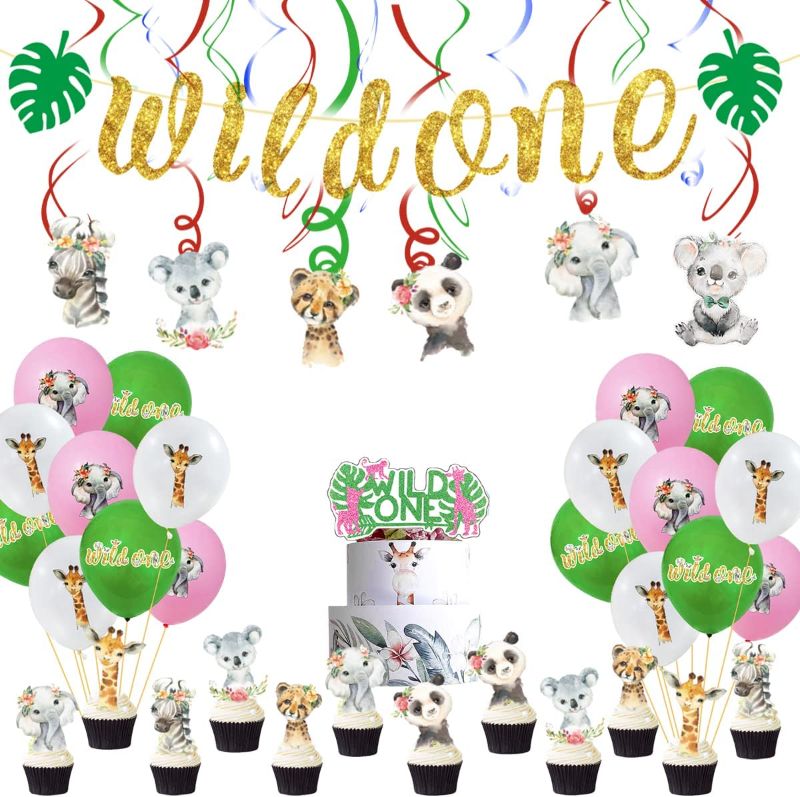 Photo 1 of Wild One Birthday Party Decorates for Girl,1st Birthday Girl Decorations, , Jungle Animal Baby Shower Party Decorations
