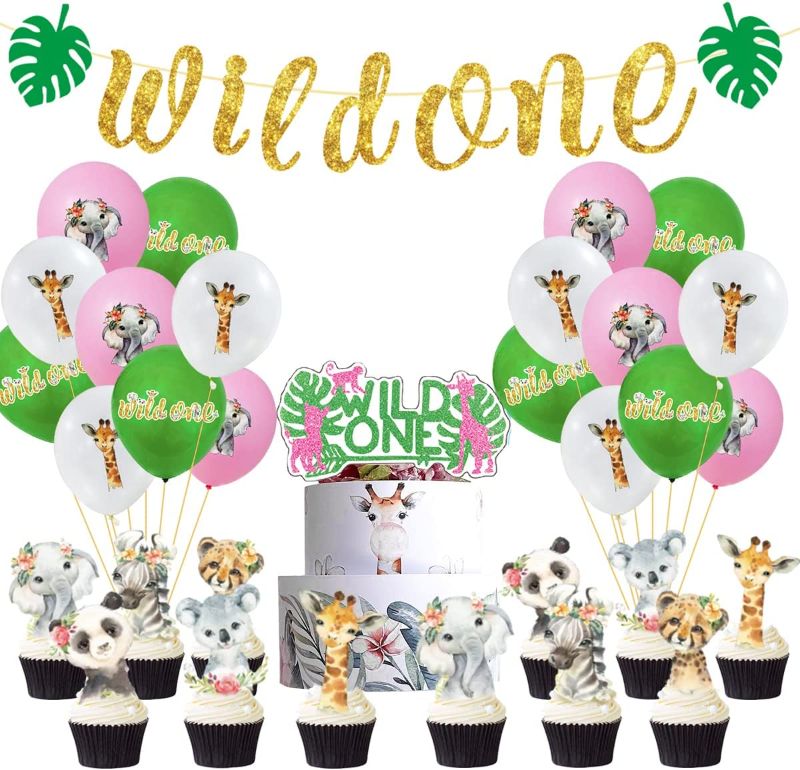Photo 2 of Wild One Birthday Party Decorates for Girl,1st Birthday Girl Decorations, , Jungle Animal Baby Shower Party Decorations