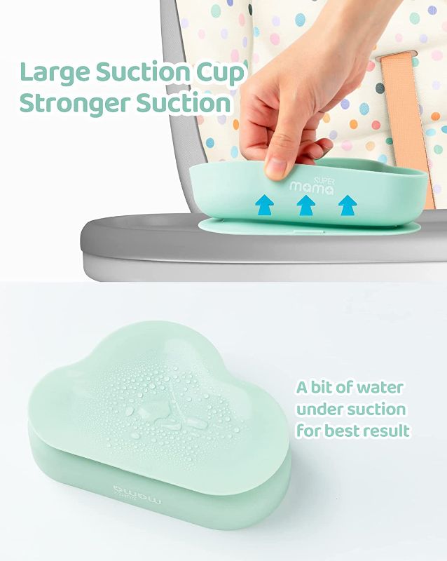 Photo 2 of  SUPERMAMA Suction Silicone Baby Feeding Set, 2 in 1 Baby Silicone Suction Bowls and Spoons, BPA Free, Infant Babies and Toddler Self Feeding Led Weaning