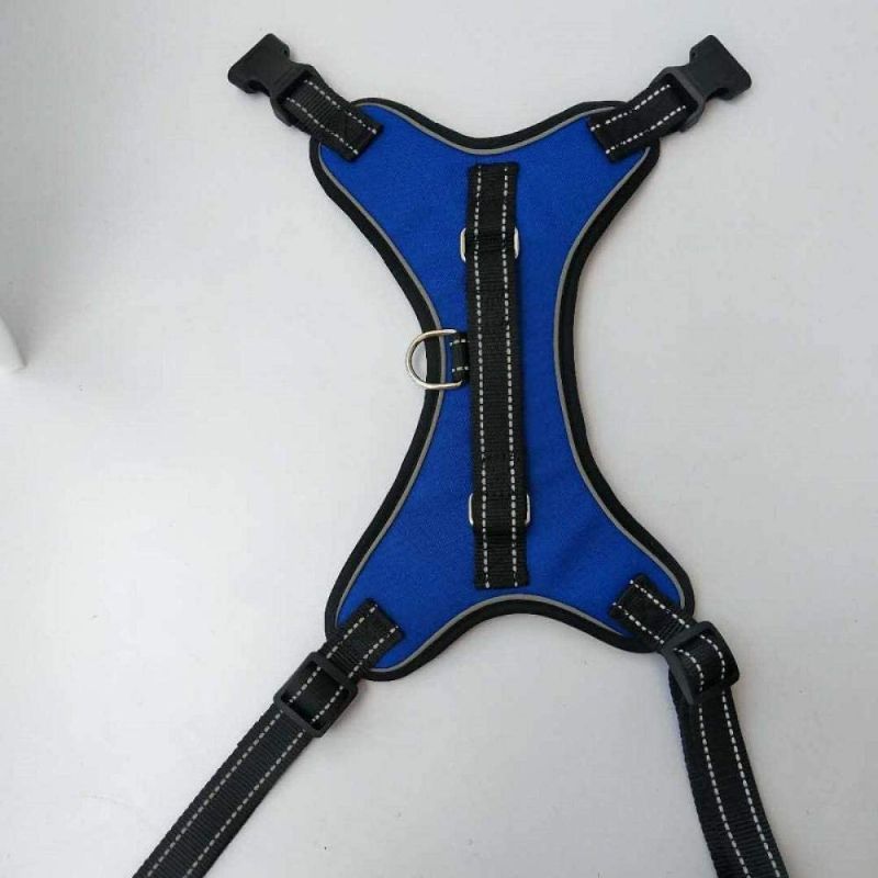 Photo 1 of Dog Training Lead Leash Vest Dog Harness Reflective Dog Leads Mesh Pet Walk Out Hand Strap Vest Adjustable Harnesses for Medium Large Dogs Size S-XXL-Blue_XL