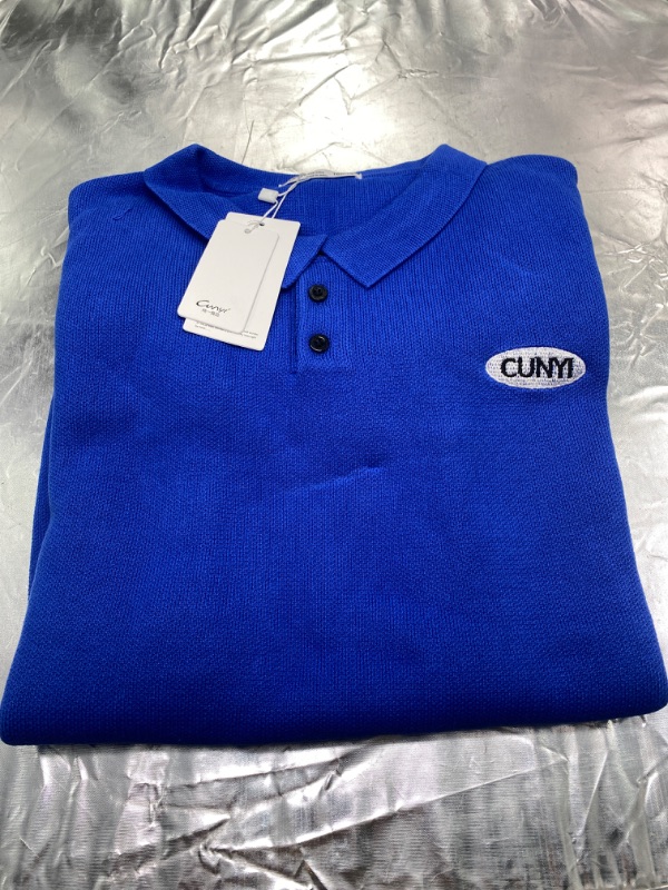 Photo 2 of CUNYI Boys, Cotton Knit Sweater Pullover Long Sleeve Shirt bright blue 160/76
