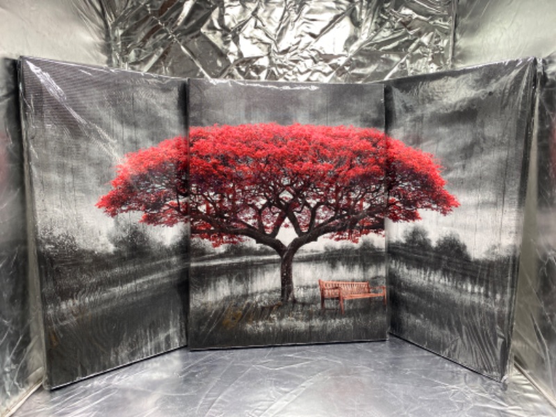 Photo 2 of  Canvas Wall Art - Red Tree Scenery Landscape - Modern Wall Decor Gallery Canvas Wraps Giclee Print Stretched and Framed Ready to Hang - 12" x 16"