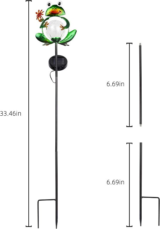 Photo 3 of Garden Solar Lights Outdoor Decorative, Metal Frog Shape, Outdoor Waterproof Stake Lights with 2 Feet, Auto ON/Off Solar Powered Light for Lawn, Backyard, Patio, Pathway