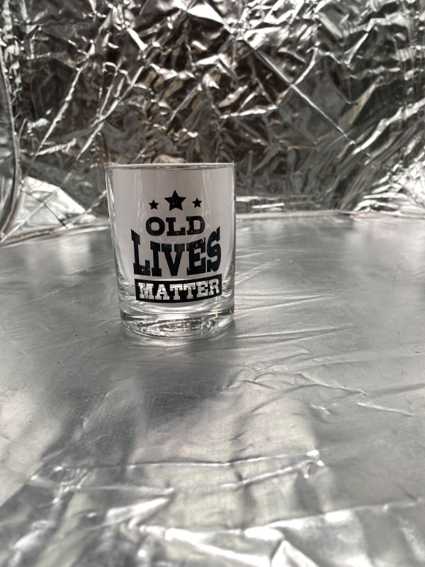 Photo 2 of LIFE Old Lives Matter Whiskey Glass 12 oz,Rock Glass in Valued Wooden Box,Funny Birthday or Retirement Gift for Grandpa,Dad,Old Man,Old Fashioned Whiskey Glass