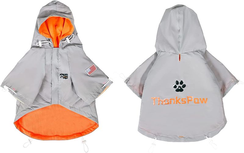 Photo 1 of Dog Raincoat Reflective Rain Jacket with Hood,Waterproof Pet Clothes, Pet Fashion Streetwear Outfit,Lightweight and Breathable Rainwear for Dogs Cat Puppy Small Medium Large (X-Large)