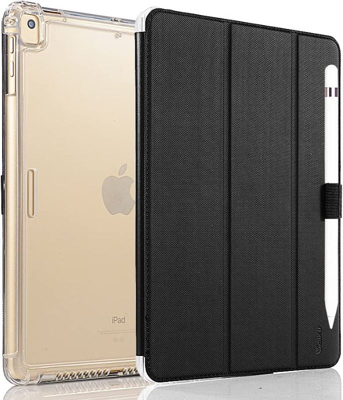 Photo 1 of Valkit iPad 6th/5th Generation Case, iPad 9.7 Inch Case 2018/2017, iPad Air Case, iPad Air 2 Case - Smart Folio Stand Protective Translucent Frosted Back Cover with Auto Wake/Sleep, Black