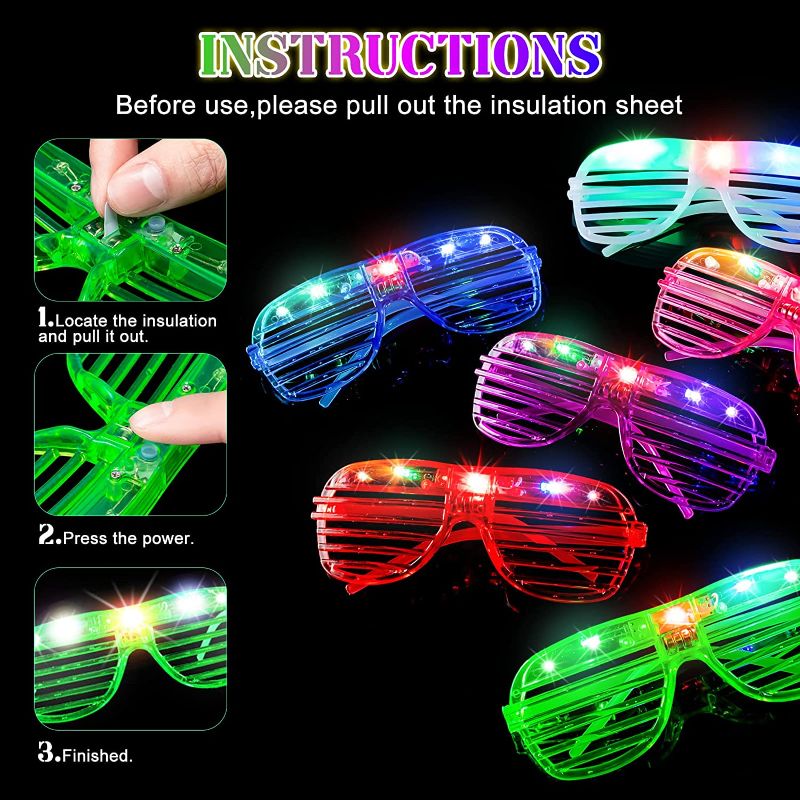 Photo 1 of  84 PCS glow in the dark Sunglasses and Led Glow Finger Lights Neon Flashing Glasses Led Party Finger Lights for Teens Adults Birthday Carnival Party