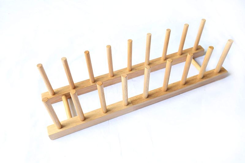 Photo 1 of Sodynee Bamboo Plate Rack Dish Plate Rack Plate Bowl Cup Drying Rack Dish Organizer Dish Drainer Storage Holder Organizer