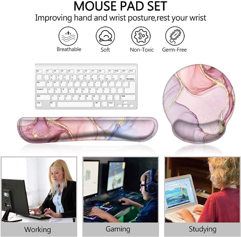 Photo 1 of Keyboard Wrist Rest and Mouse Pad Wrist Support, Ergonomic Mouse Pads Memory Foam Mouse Pad for Gaming and Office, Pain Relief Mouse Pad and Wrist Support Set