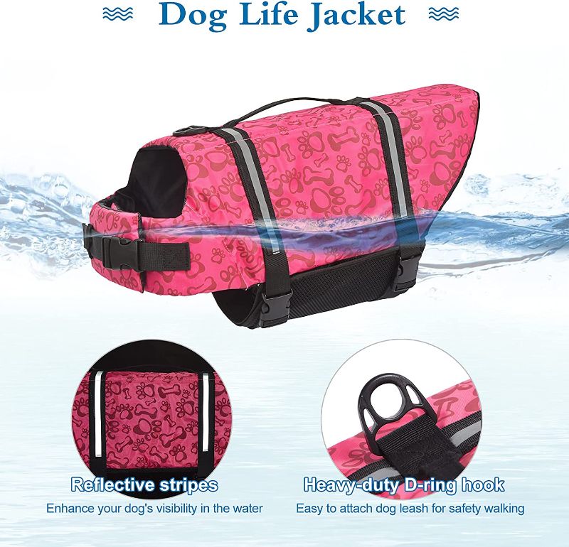 Photo 2 of Dogcheer Ripstop Dog Life Jacket, Reflective & Adjustable Dog Swim Life Vest for Swimming Boating, Puppy Life Jacket Pet Floatation Vest PFD with Rescue Handle for Small Medium Large Dogs