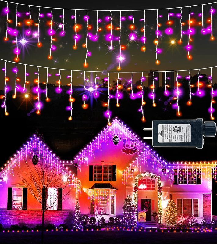 Photo 1 of BPAZVUH Orange and Purple Halloween Lights 200 LED for Home Tree Yard Room Backdrop Decorative