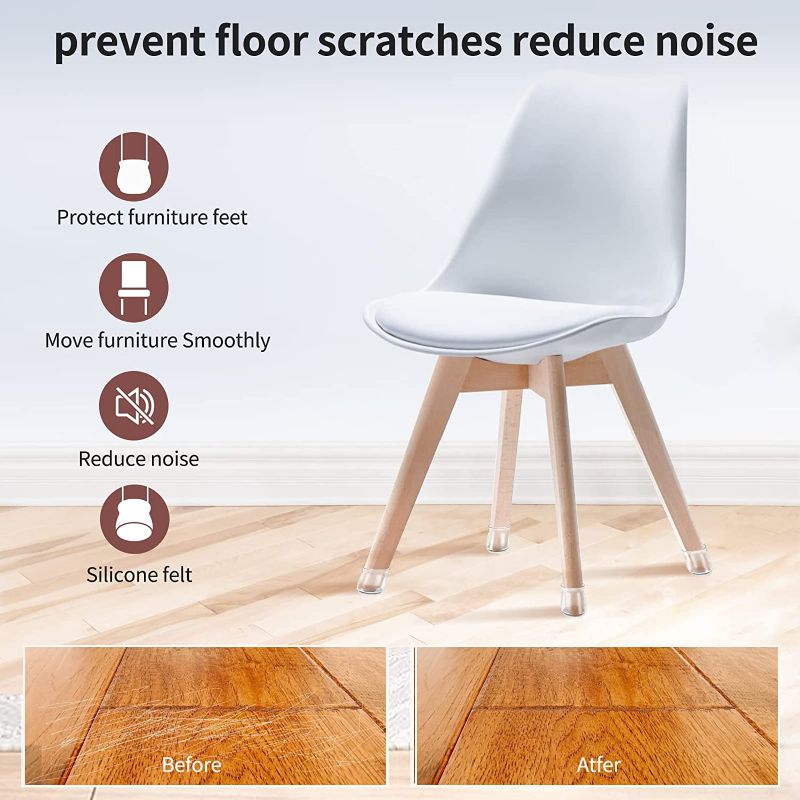 Photo 2 of Chair Leg Floor Protectors, 20Pcs Felt Furniture Pads, Furniture Leg Caps Protection Covers Pads for Hardwood Floors from Scratching & Reduce Moving Table Leg Covers(Transparent)