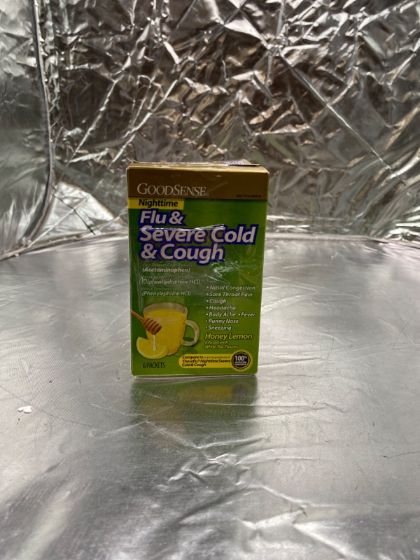Photo 3 of GoodSense Flu & Severe Cold & Cough, Nighttime, Honey Lemon - 6 packets 2 pack 