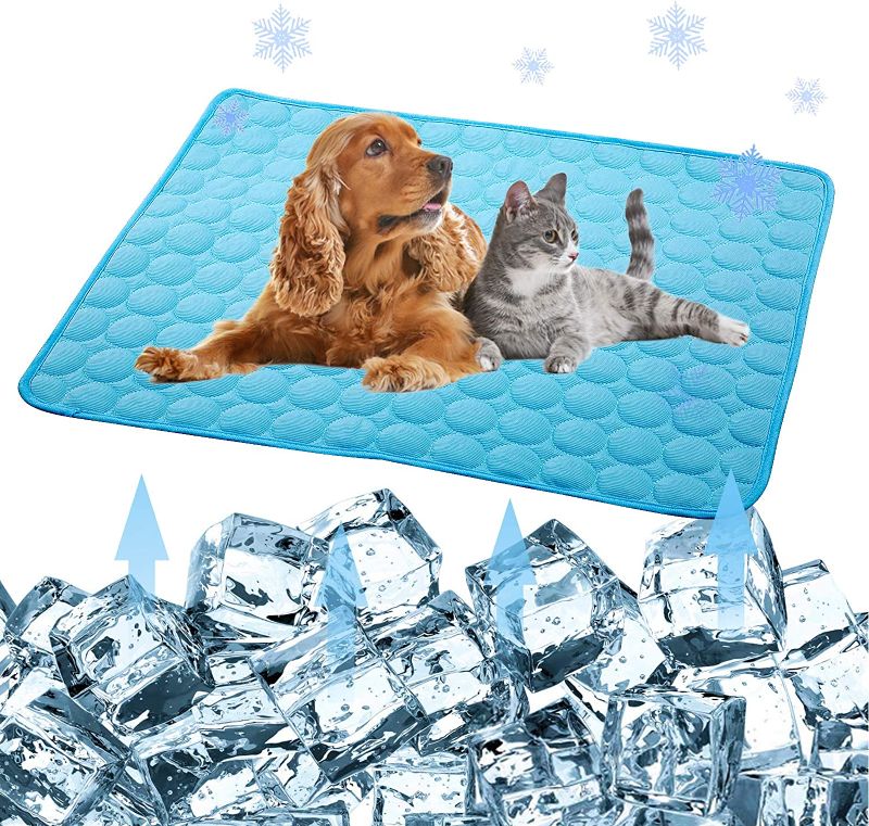 Photo 1 of Pet Cooling Mat for Dogs Cats-Ice Silk Dog Cooling Mats, Summer Dog Cooling Pads, Dog Crate Mat Cat Cooling Mat, Portable & Washable Pet Cooling Blanket for Kennel/Sofa/Bed/Floor/Car Seats