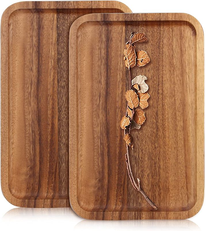 Photo 1 of 2 PCS Wooden Serving Platter for Bar Coffee Party Rectangle Food Dishes Trays Decorative Wood Plates Rectangular Snack Platter Fruit Tray for Decor Cheese Serving Boards Charcuterie Boards, LOOK AT PHOTO