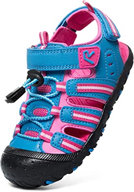 Photo 1 of RUNSIDE Boys Girls Sandals Closed-Toe Outdoor Hiking/Walking Athletic Sandals Summer Water Shoes for Toddler/Little Kid/Big Kid size 2 look at photos