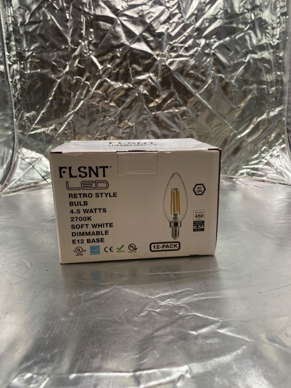 Photo 2 of FLSNT B11 E12 LED Candelabra Bulbs 60W Equivalent, Dimmable LED Candle Light Bulbs, 2700K Soft White (Warm Light), Pack of 12 12 Count (Pack of 1) 2700K Soft White