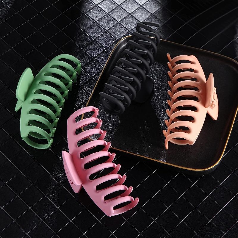 Photo 2 of SHALAC Large Hair Claw Clips for Thick Hair 4 PCS , Strong Hold Perfect for Women, Barrettes for Long Hair, Fashion Accessories for Girls , Hair Clamps Clip 4.4 Inch Big Hair Claw for Heavy Hair 2 pack