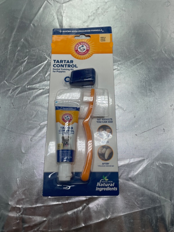 Photo 2 of Arm & Hammer for Pets Tartar Control Dental Training Kit for Puppies | Dog Toothbrush, Toothpaste, & Fingerbrush, Total Kit for Ideal Puppy Dental Health | Yummy Vanilla Ginger Flavor Vanilla Ginger Puppy Training Kit - 1 Pack