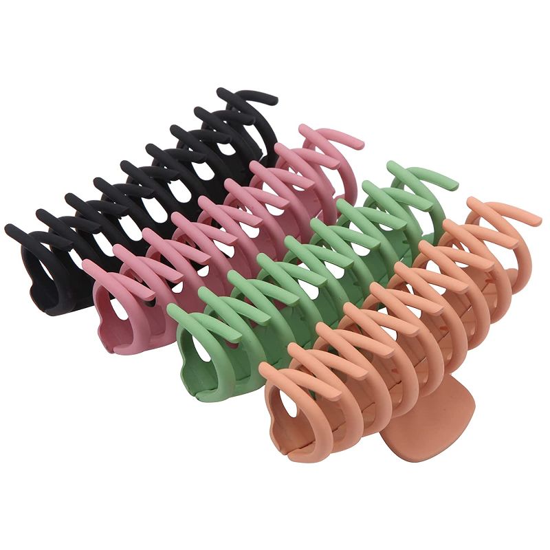 Photo 1 of SHALAC Large Hair Claw Clips for Thick Hair 4 PCS , Strong Hold Perfect for Women, Barrettes for Long Hair, Fashion Accessories for Girls , Hair Clamps Clip 4.4 Inch Big Hair Claw for Heavy Hair and poprun weekly planner 