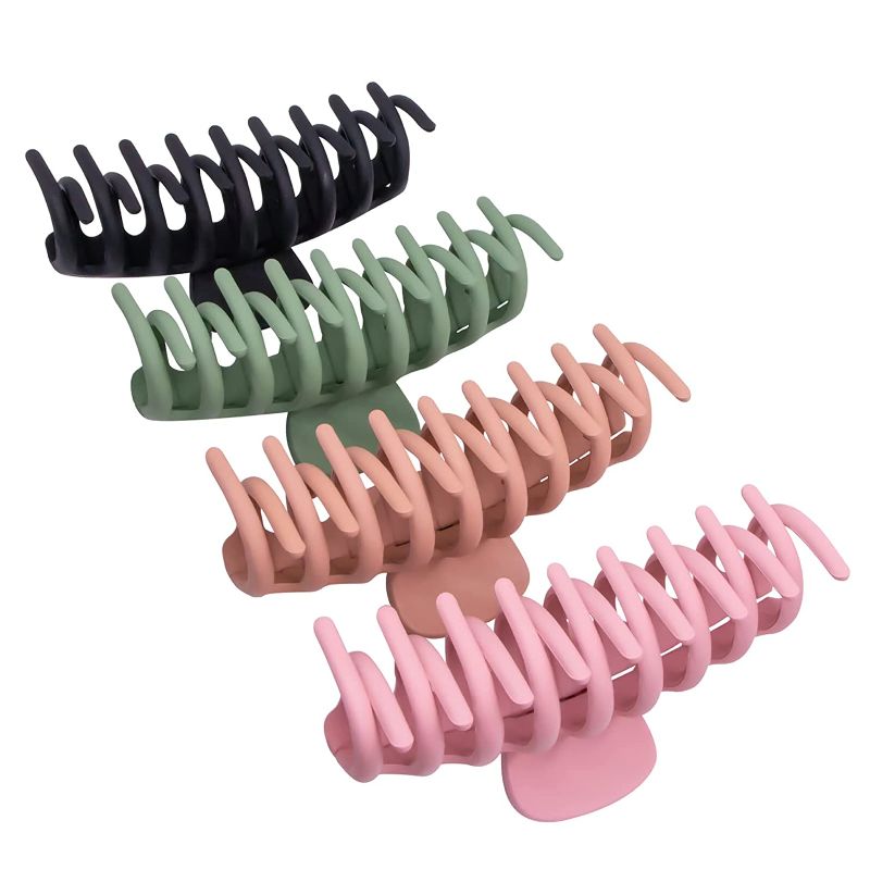 Photo 1 of Hair Clips for Women Large Hair Claw Clips for Thick Hair Long Nonslip for Thin Hair Strong Hold Hair Clips 90's Fashion Hair Styling Accessories 4 Colors 2 pack of 4 