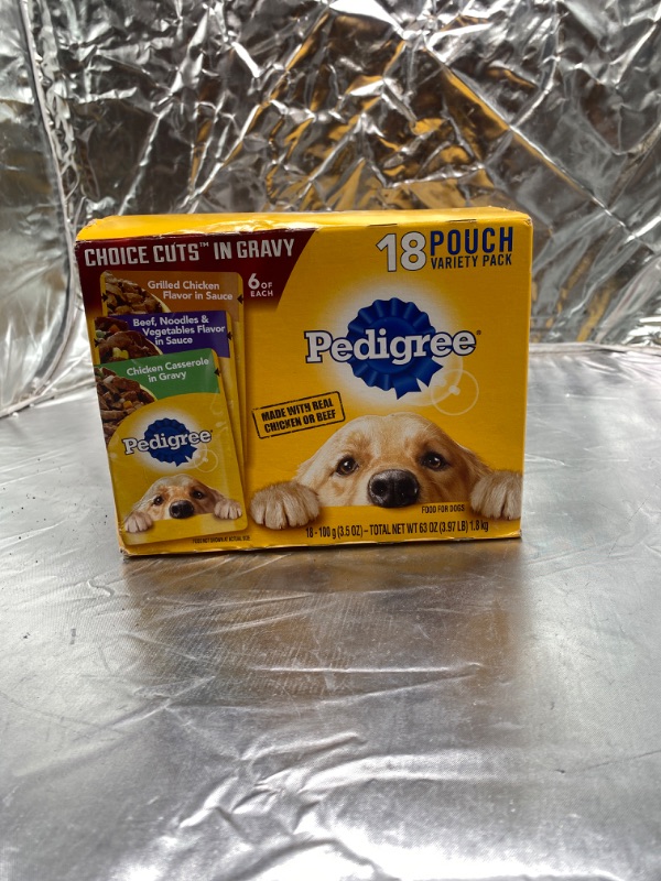 Photo 2 of Pedigree174; Beef Noodle, Grilled Chicken in Gravy and Chicken Casserole Variety Pack Wet Dog Food - 18ct