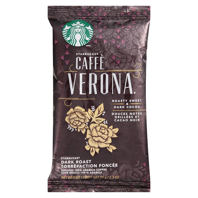 Photo 1 of Starbucks SBK11018192 Drip-Brewing Single Pot Portions Caffe Verona Ground Coffee Packets, Dark Roast (Pack of 18)