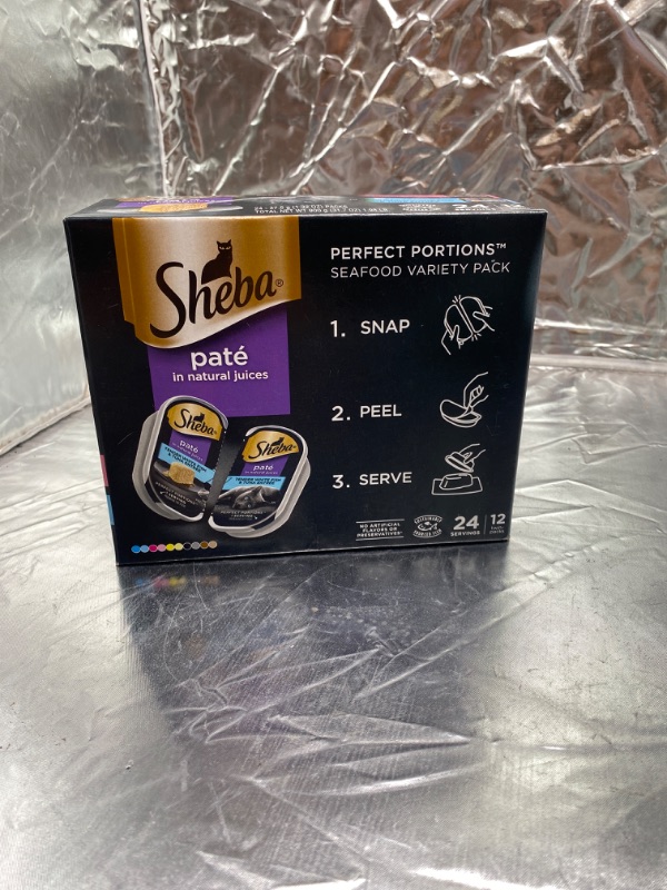 Photo 2 of SHEBA PERFECT PORTIONS Wet Cat Food Paté in Natural Juices Delicate Salmon Entrée & Tender Whitefish & Tuna Entrée Variety Pack, 2.6 oz, 24 Servings