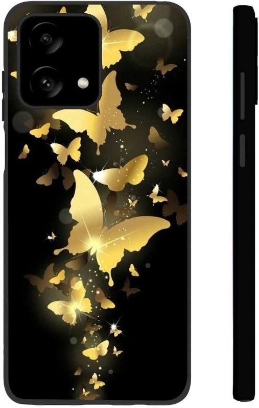 Photo 2 of Compatible with Moto G Stylus 2023 5G Case,Golden Sparkle Glitter Flying Butterfly Graphic Design for Moto Case Men Women,Shockproof Soft Silicone Protective Trendy Case for Moto
