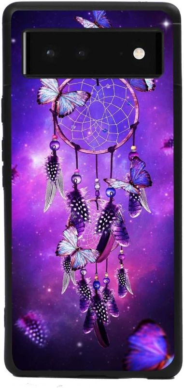Photo 1 of Compatible with Google Pixel 6(2021) Case, Purple Butterfly Dream Catcher Nebula Unique Design for Google Case Men Women,Soft Silicone Shockproof Cool Case for Google
