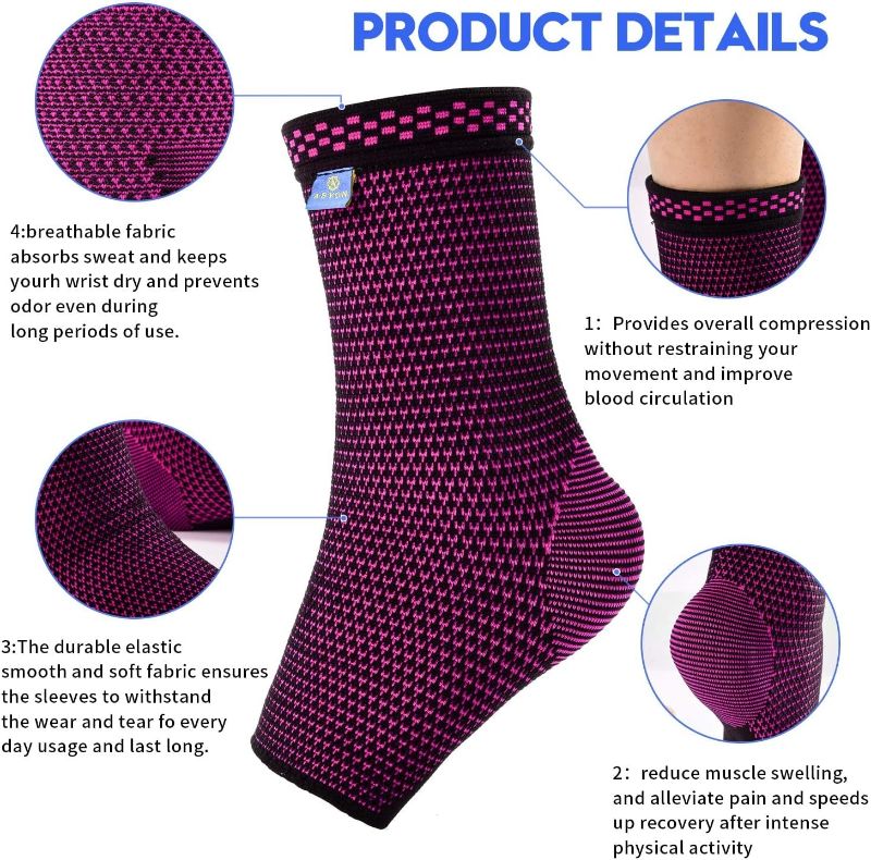 Photo 1 of Ankle Compression Sleeve Socks (Pair) Made from Breathable and Sweat-Absorbing Elastic Blend for Plantar Fasciitis Pain Relief and Achilles Tendonitis Treatment.Foot Support for Reduce Swelling Recovery Ankle Pain,Ankle Brace for Men&Women 